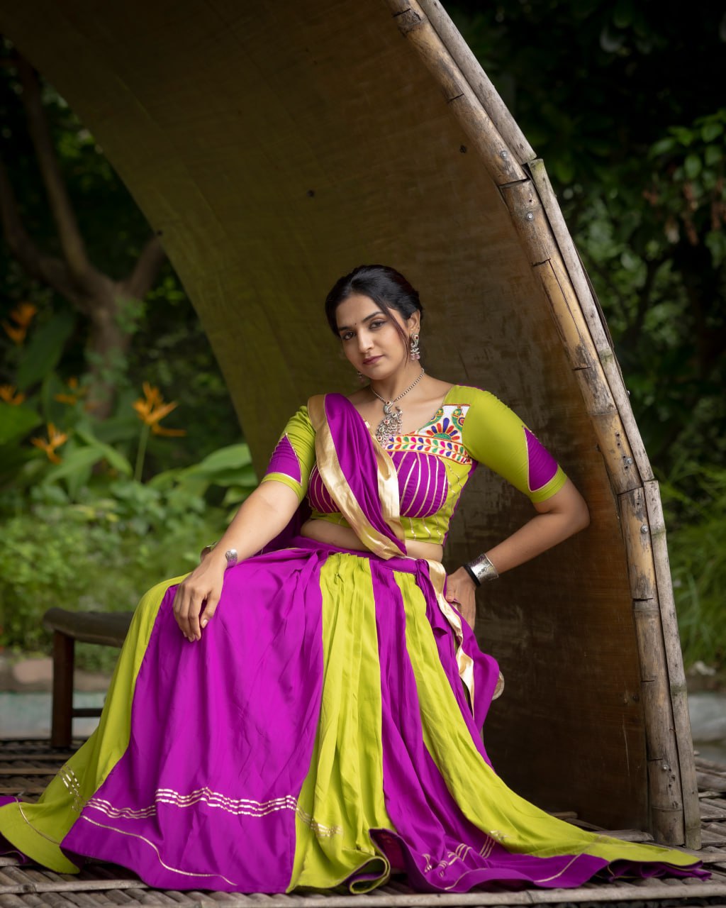 Dual Tone Embellished Work Lehenga
