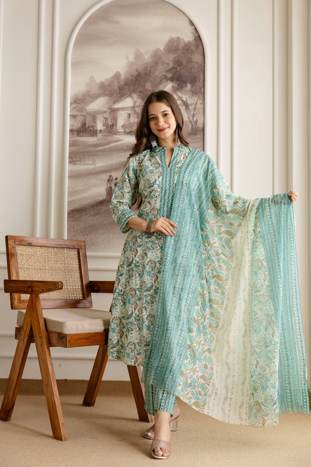 Beautiful Heavy Jaipuri Printed Cotton Fabric TOP BOTTOM DUPATTA