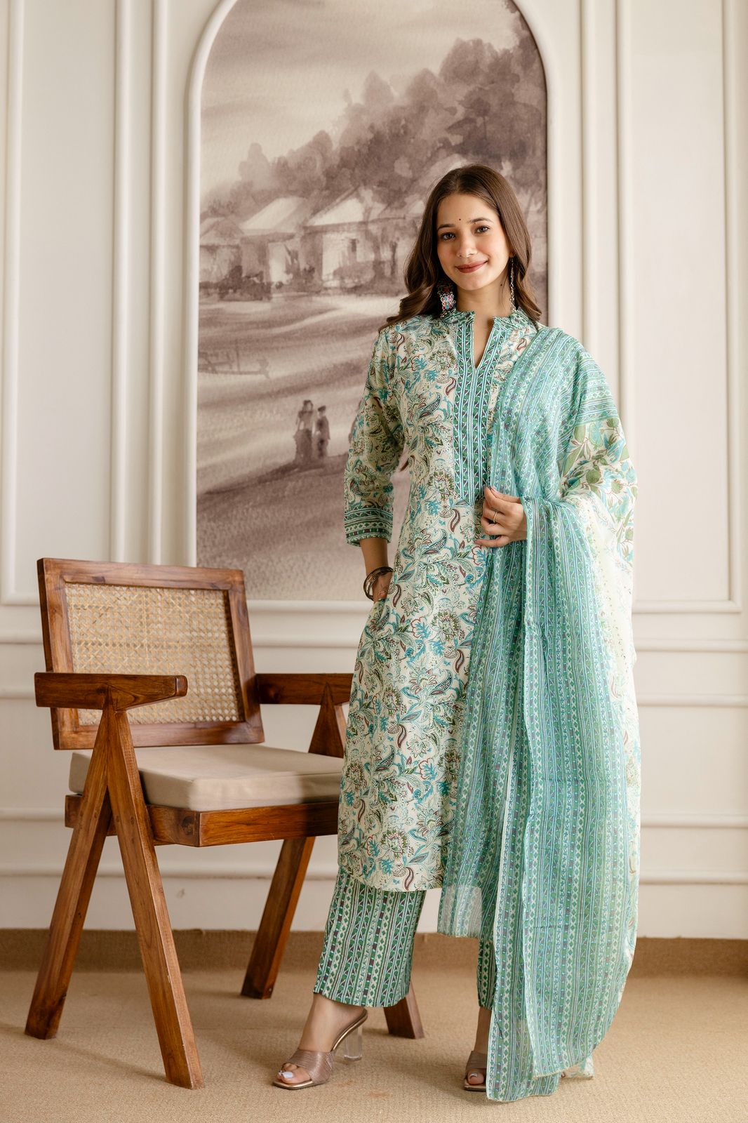 Beautiful Heavy Jaipuri Printed Cotton Fabric TOP BOTTOM DUPATTA