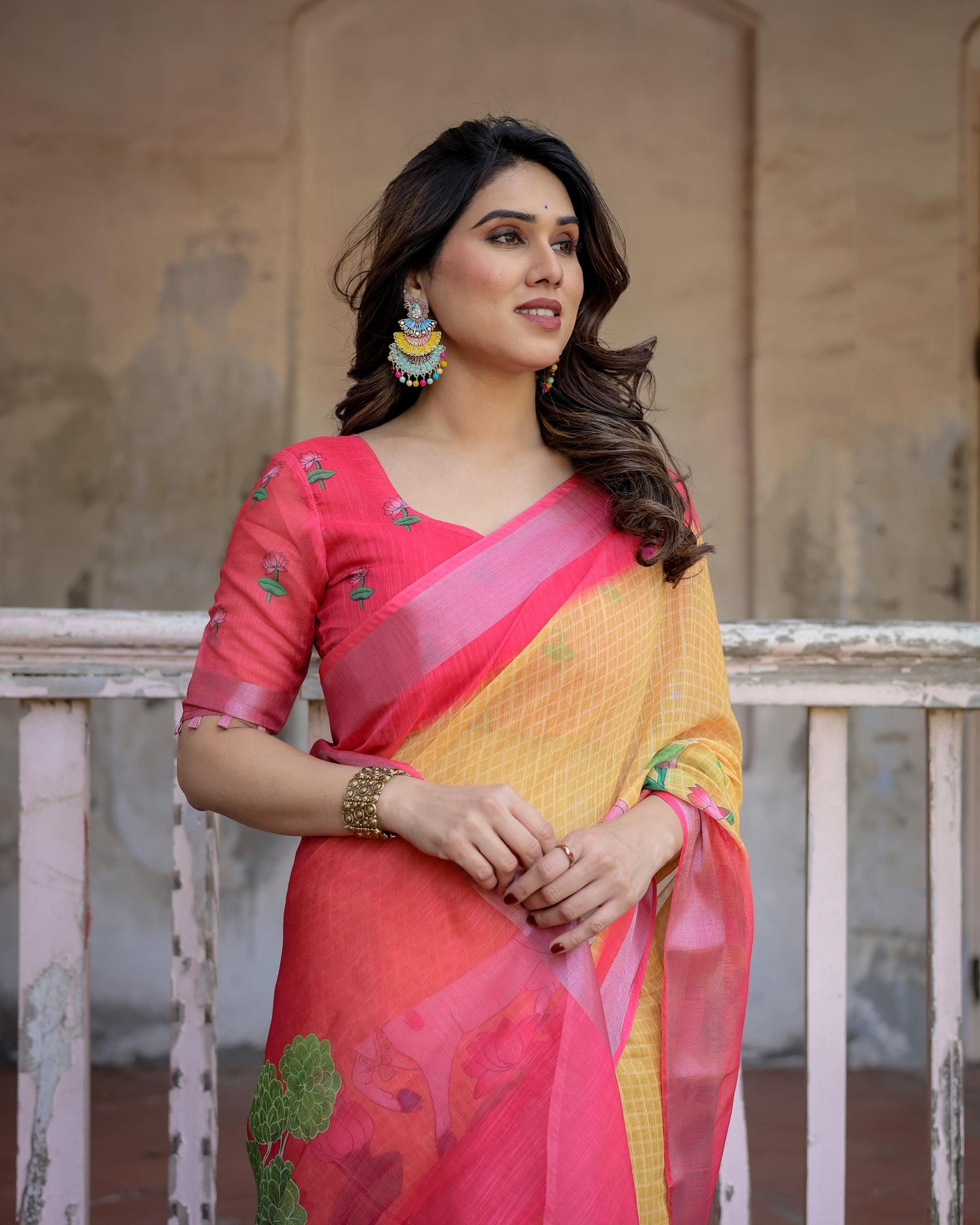 Pure linen saree