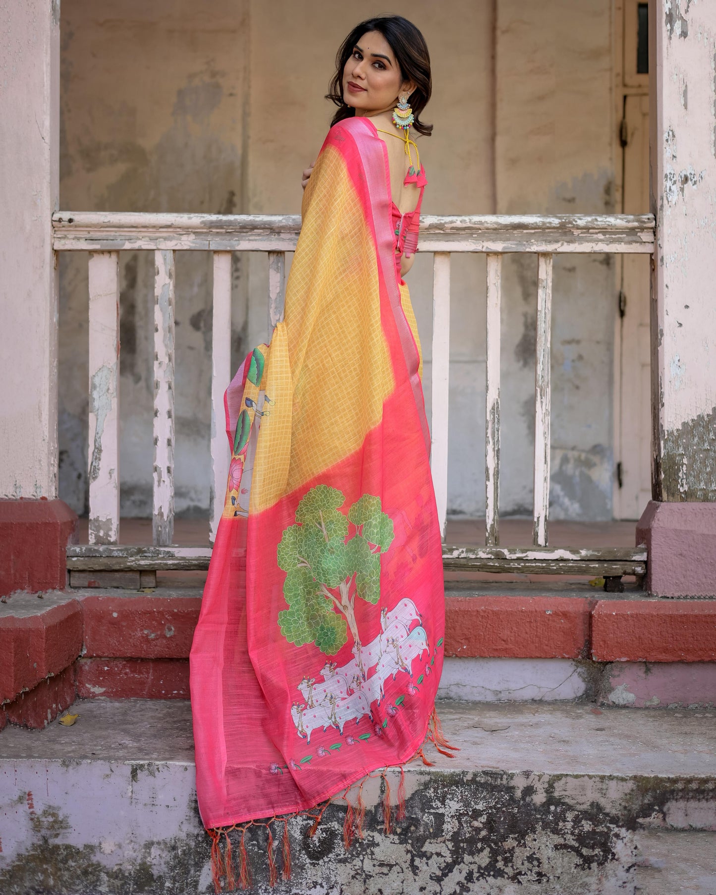 Pure linen saree