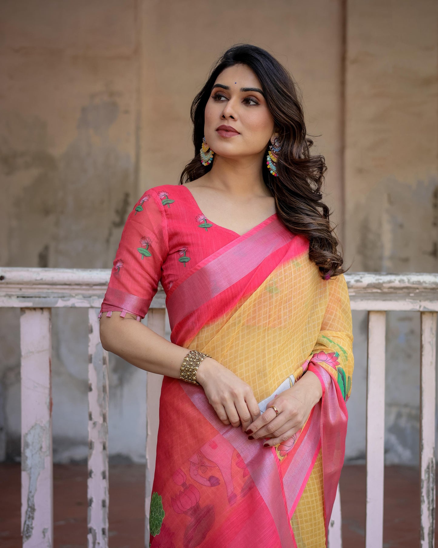 Pure linen saree