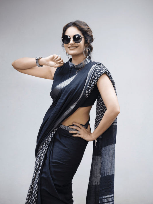 SOFT LINEN PRINTED SAREE