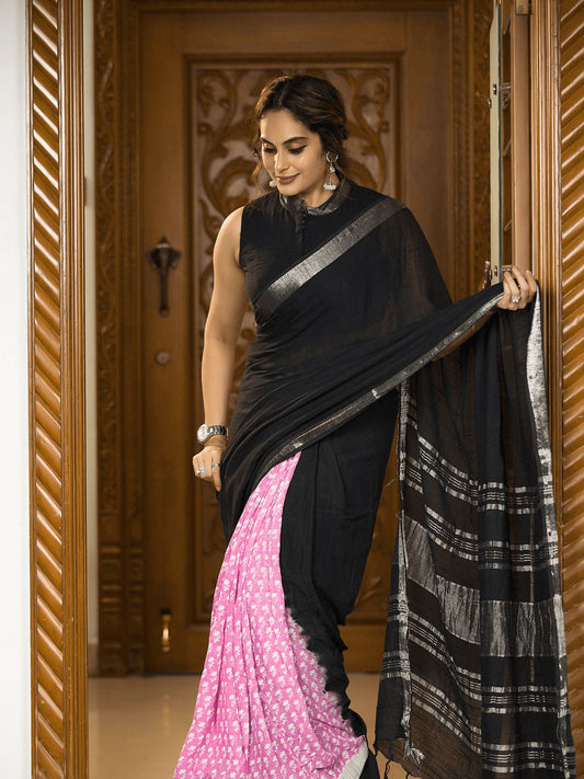 SOFT LINEN PRINTED SAREE