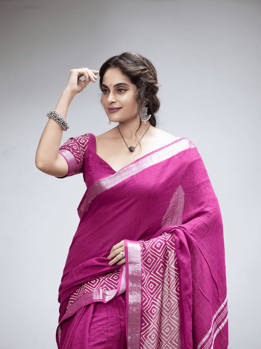 SOFT LINEN PRINTED SAREE
