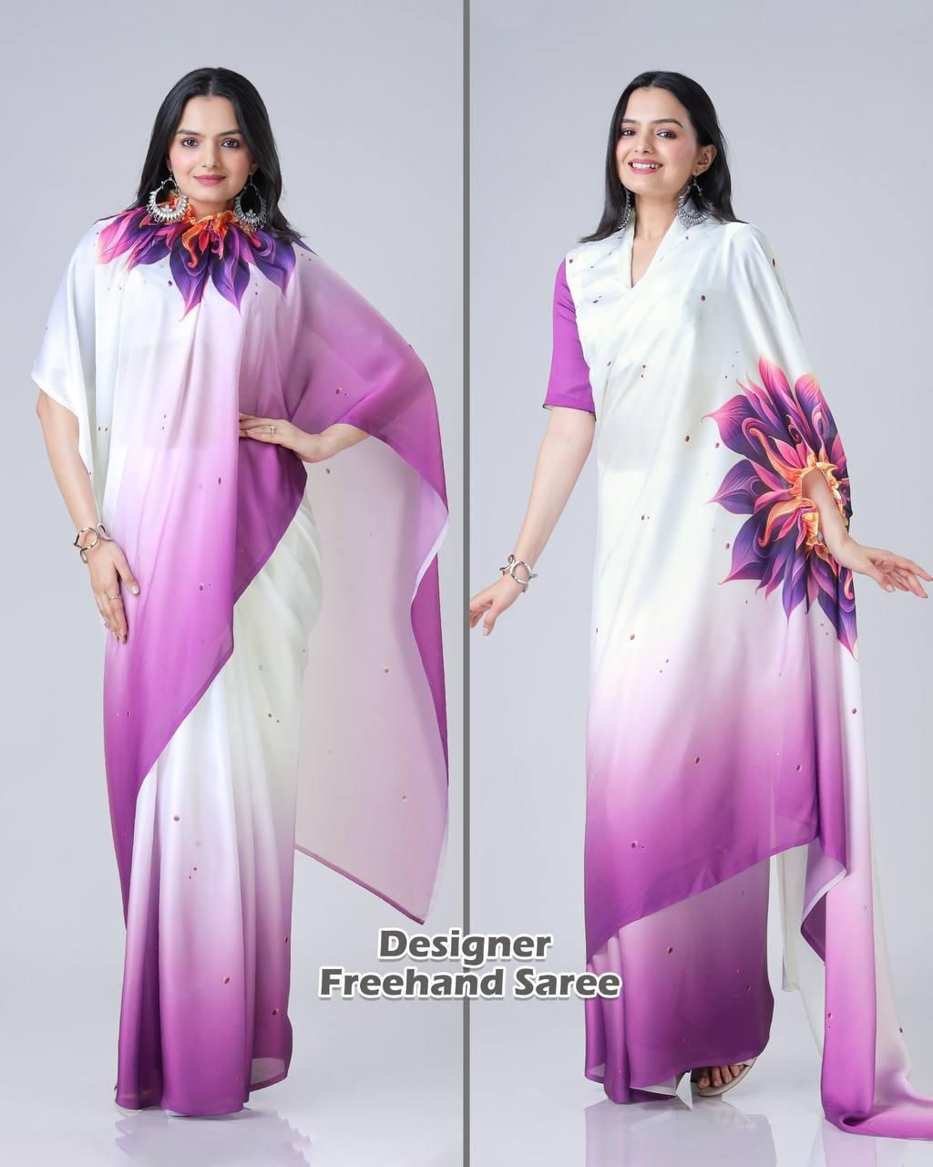 READY WEAR FREE HAND CREPE SILK SAREE