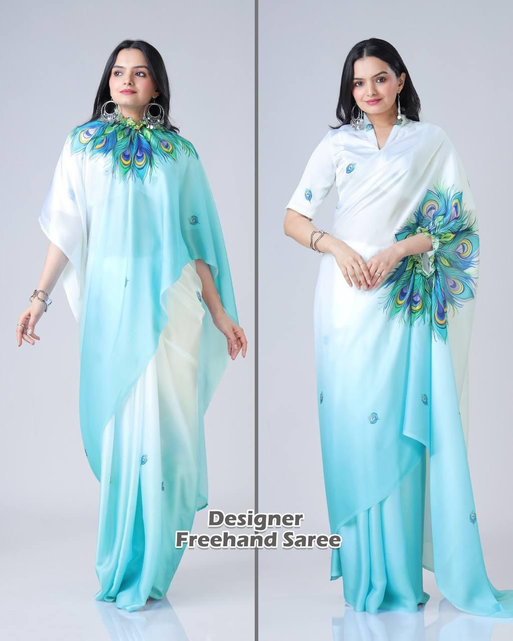 READY WEAR FREE HAND CREPE SILK SAREE