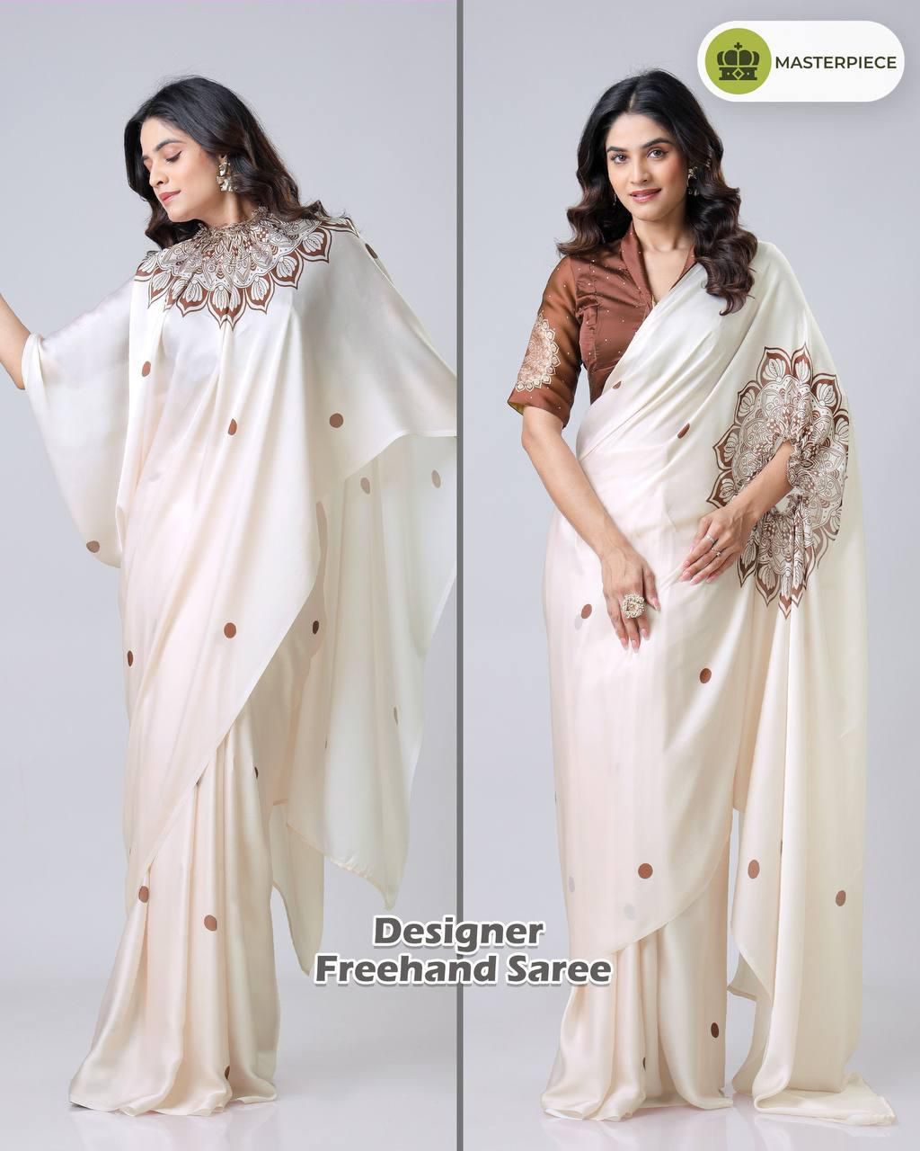 READY WEAR FREE HAND CREPE SILK SAREE