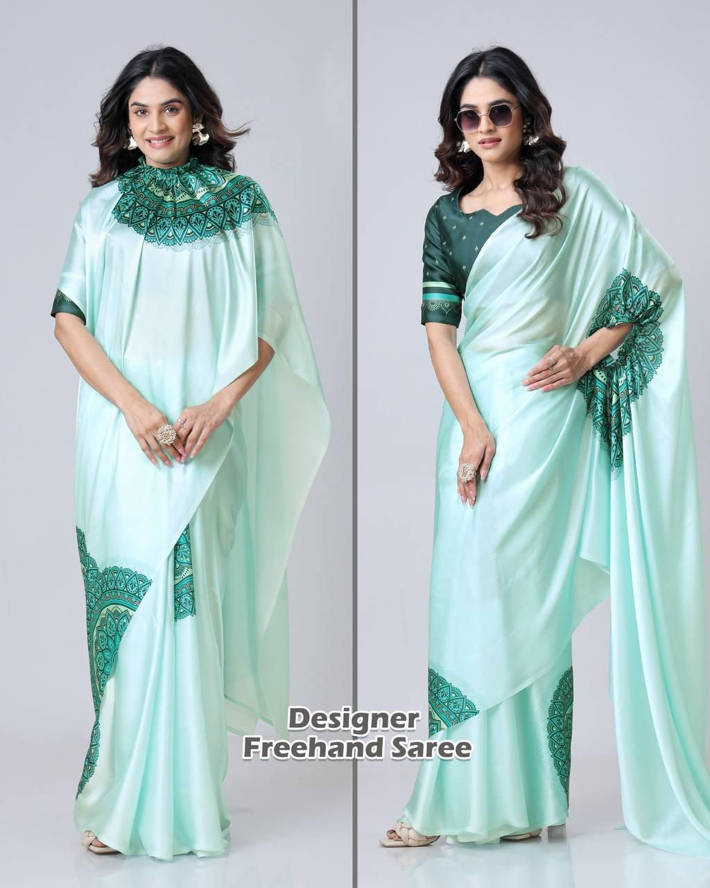 READY WEAR FREE HAND CREPE SILK SAREE