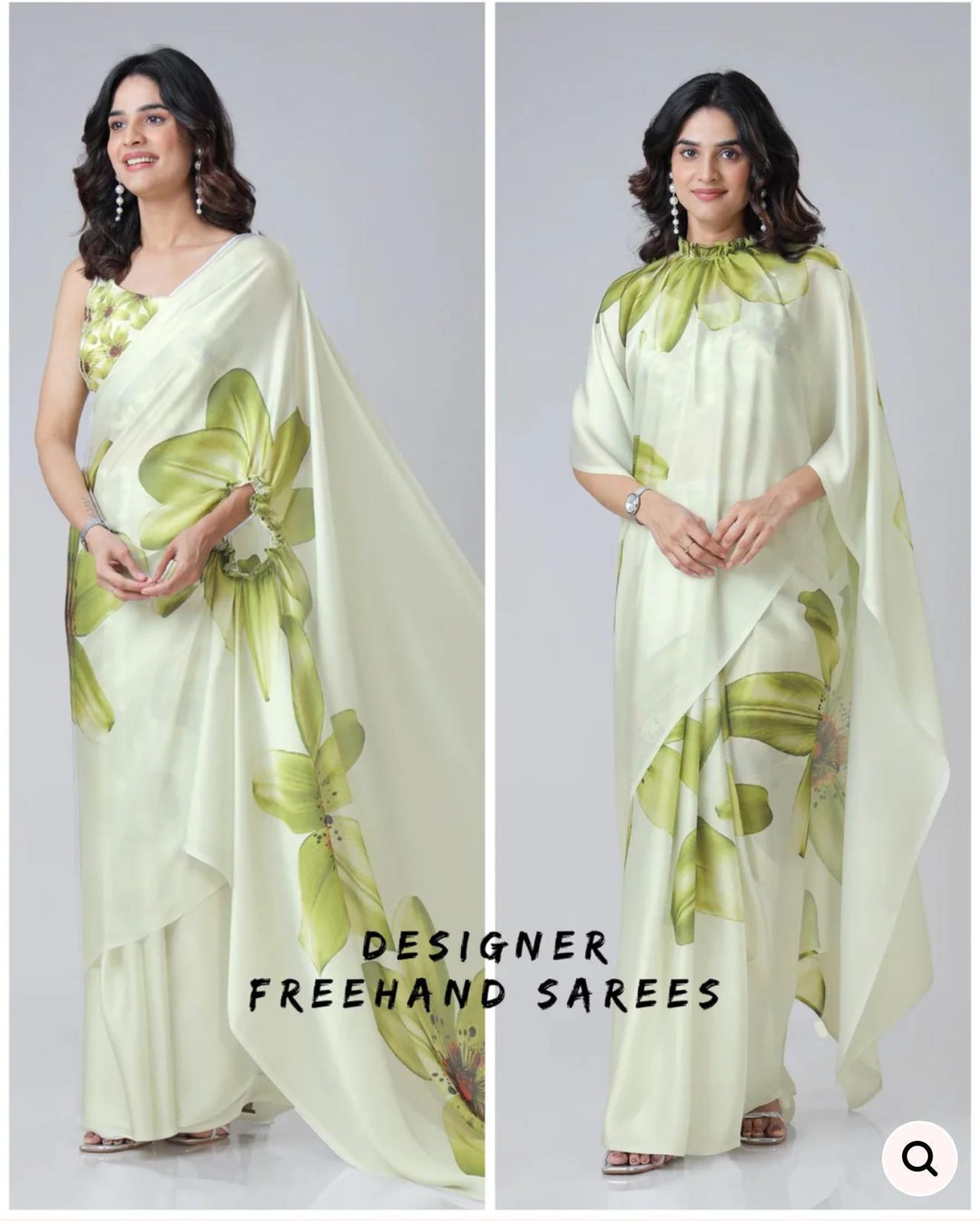 READY WEAR FREE HAND CREPE SILK SAREE