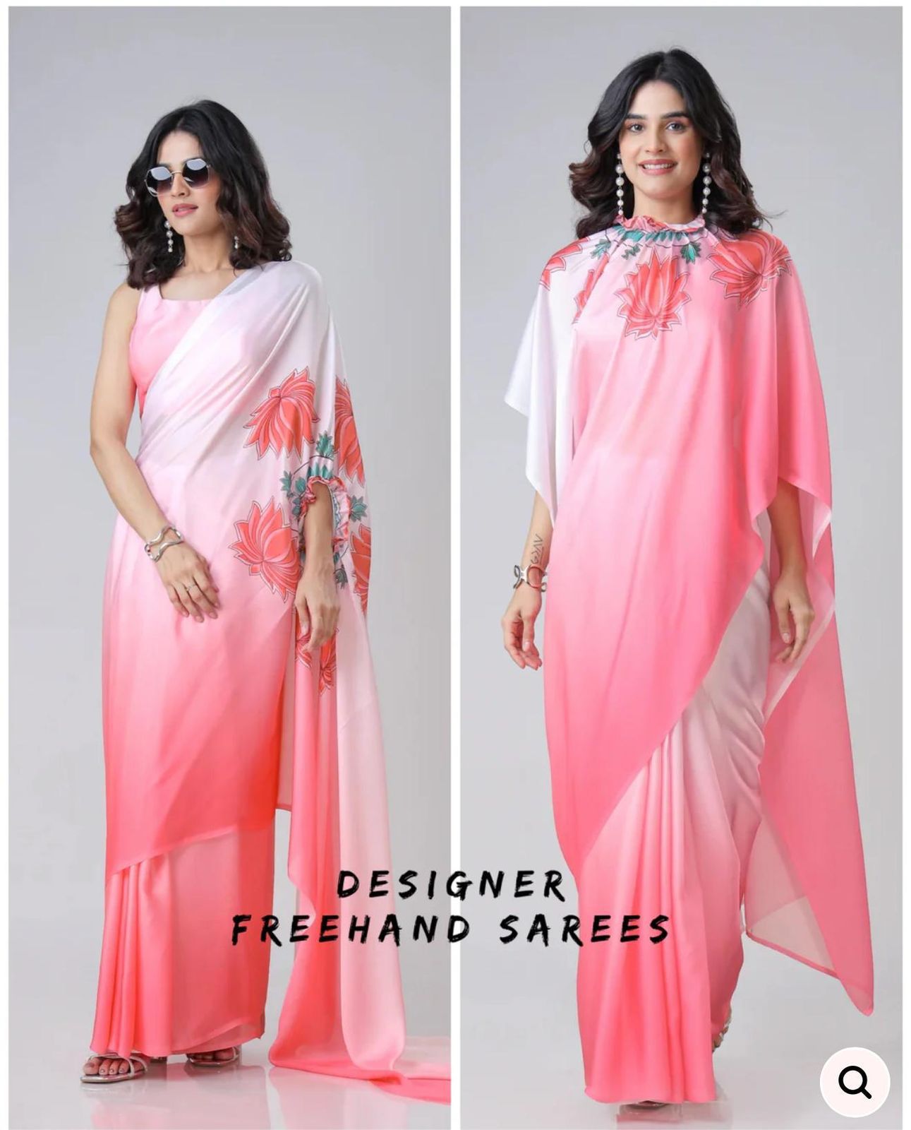 READY WEAR FREE HAND CREPE SILK SAREE