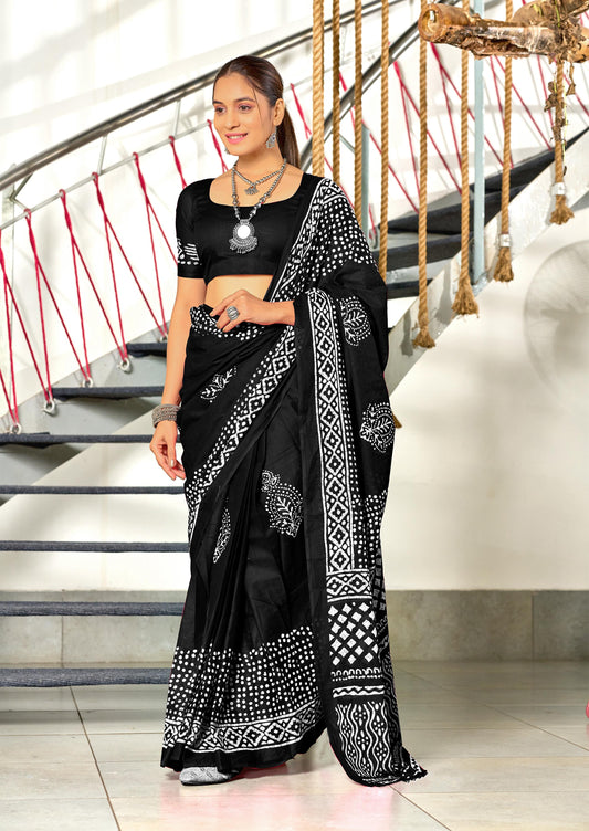 PRINT MULMUL COTTON SAREES
