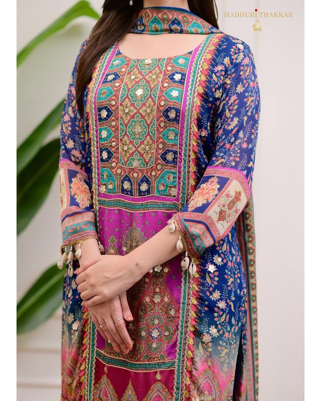 HEAVY WORK & PRINT KURTI PANT SET