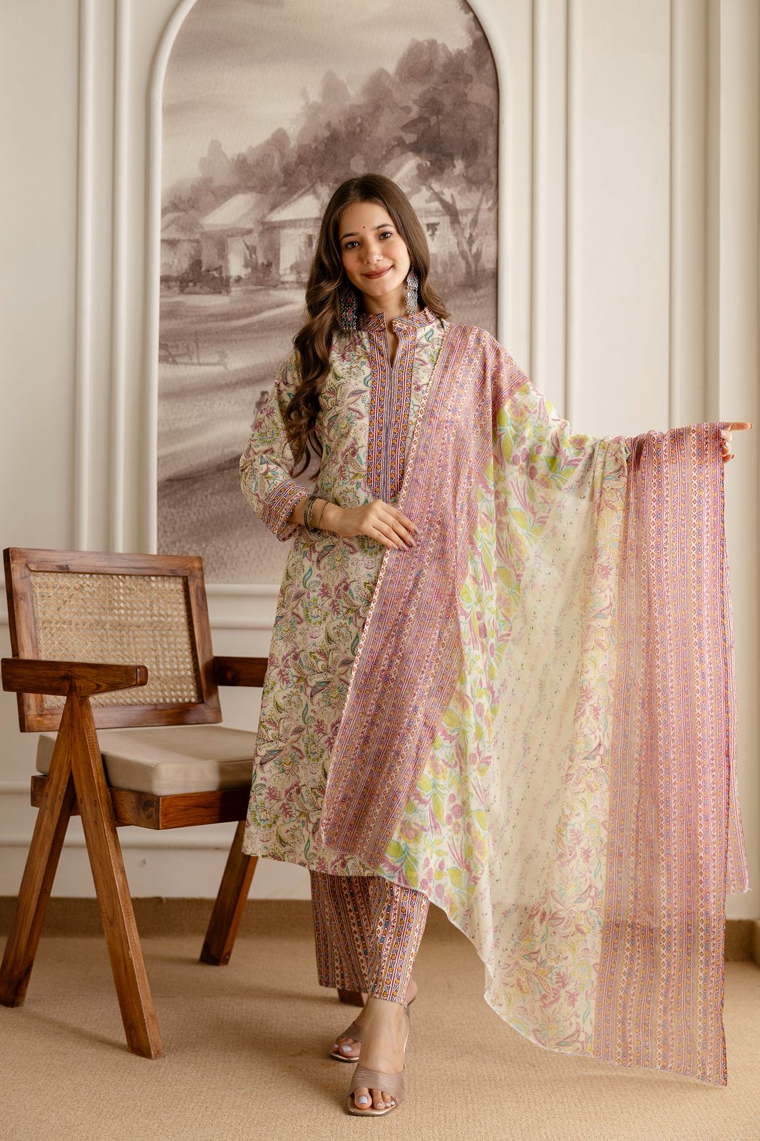 Beautiful Heavy Jaipuri Printed Cotton Fabric TOP BOTTOM DUPATTA