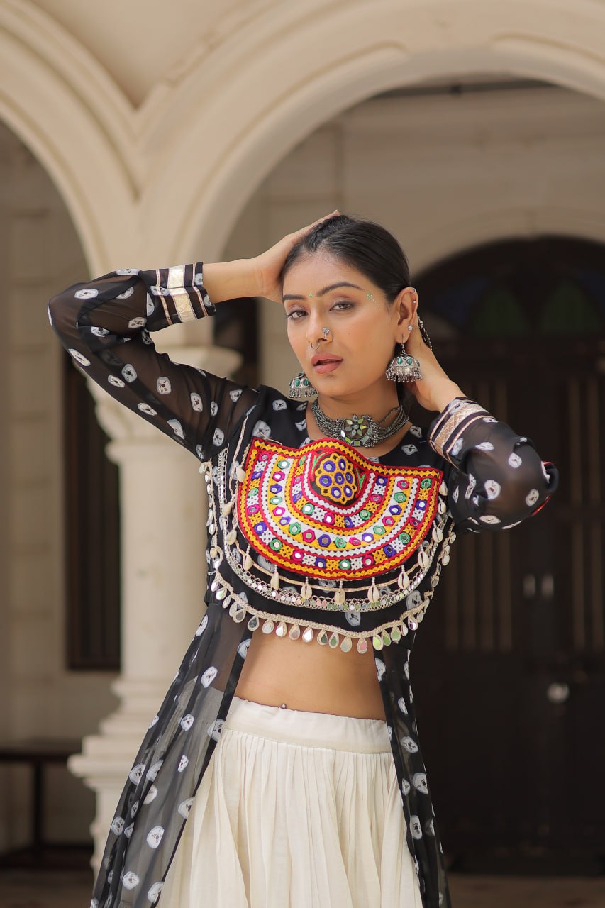 Navratri Special Bandhani Print work with kutchi patchework Kurti