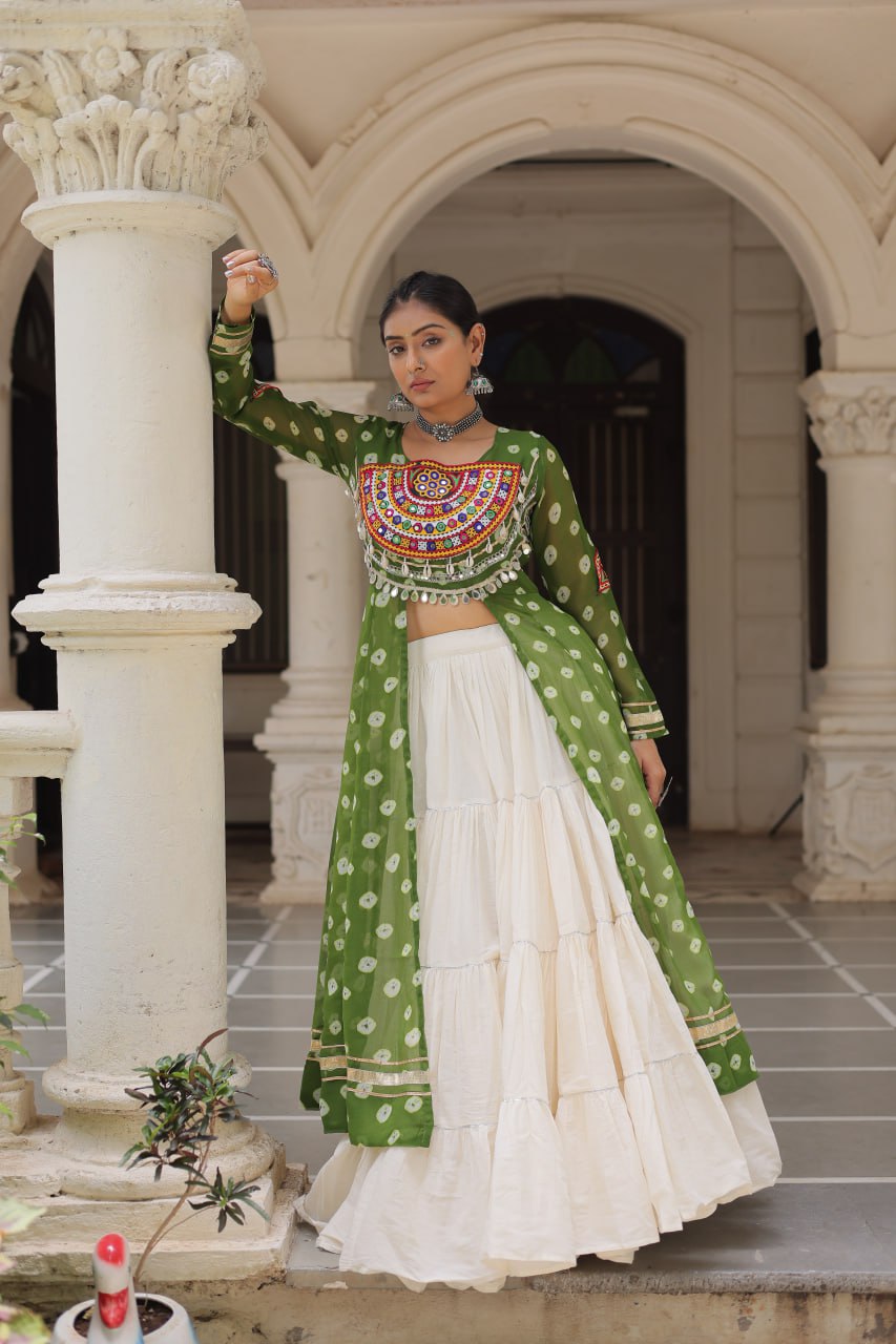 Navratri Special Bandhani Print work with kutchi patchework Kurti