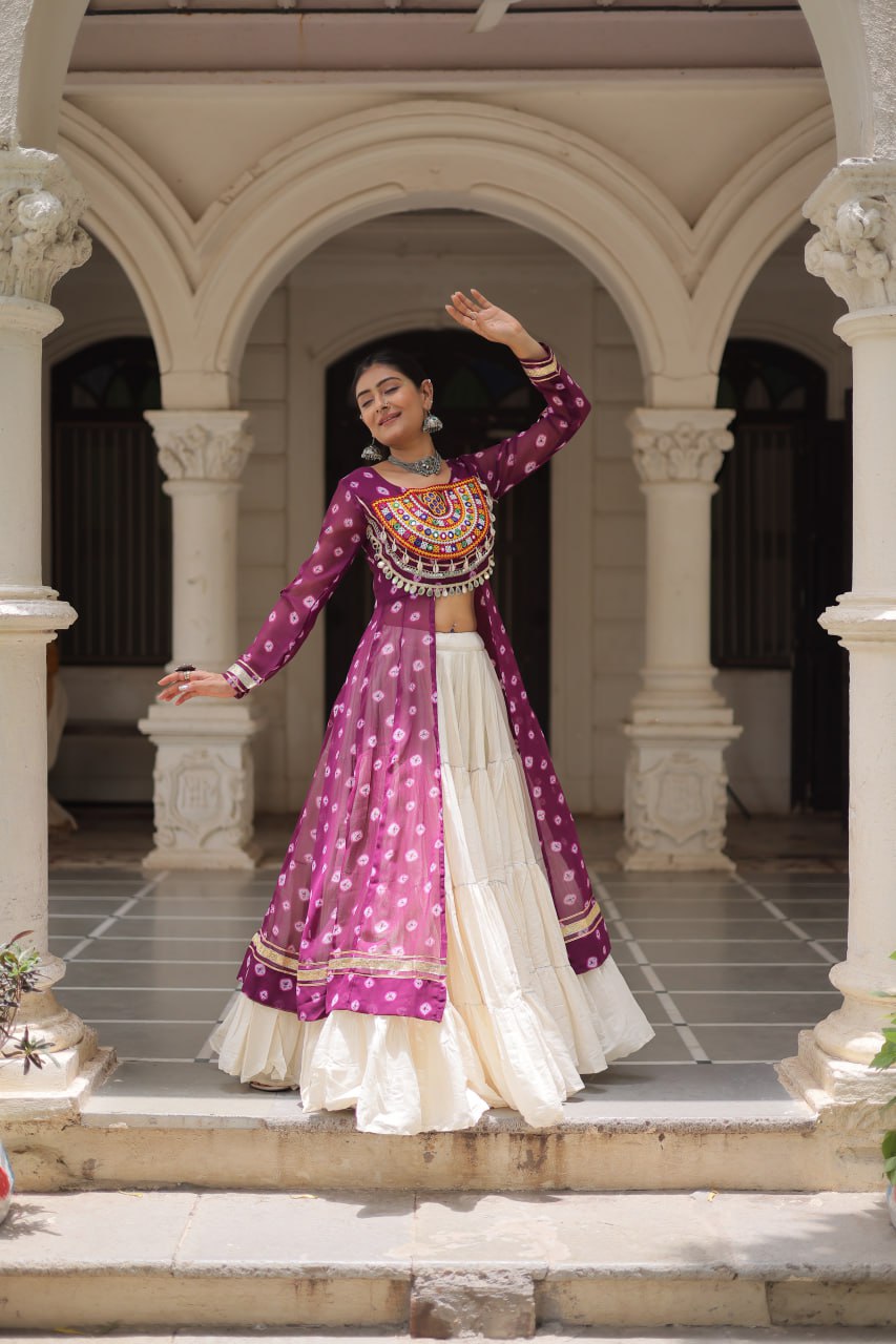 Navratri Special Bandhani Print work with kutchi patchework Kurti