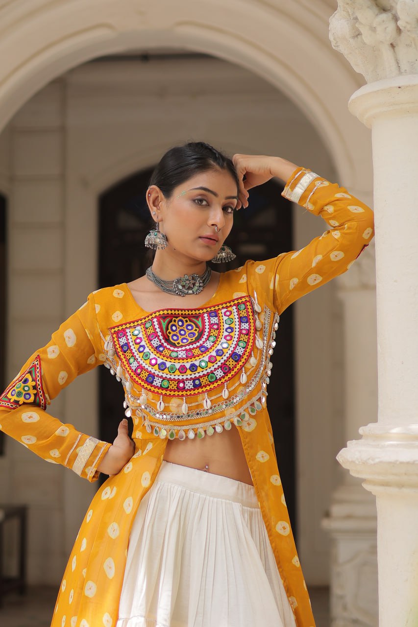 Navratri Special Bandhani Print work with kutchi patchework Kurti