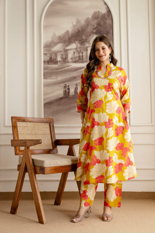 Beautiful Heavy Jaipuri  Printed Cotton Fabric CORD-SET