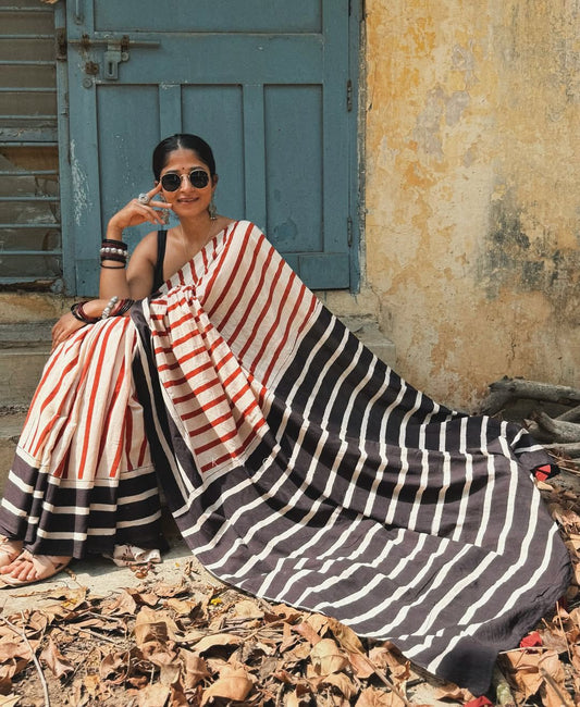 soft linen printed saree