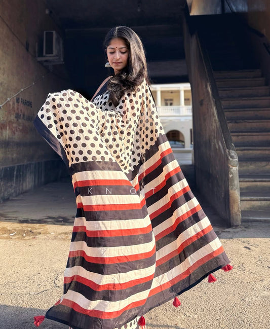 soft linen printed saree