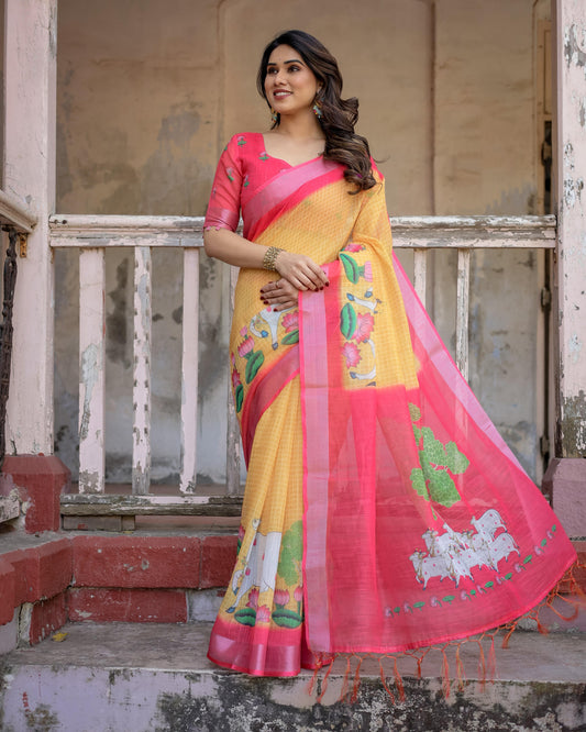Pure linen saree