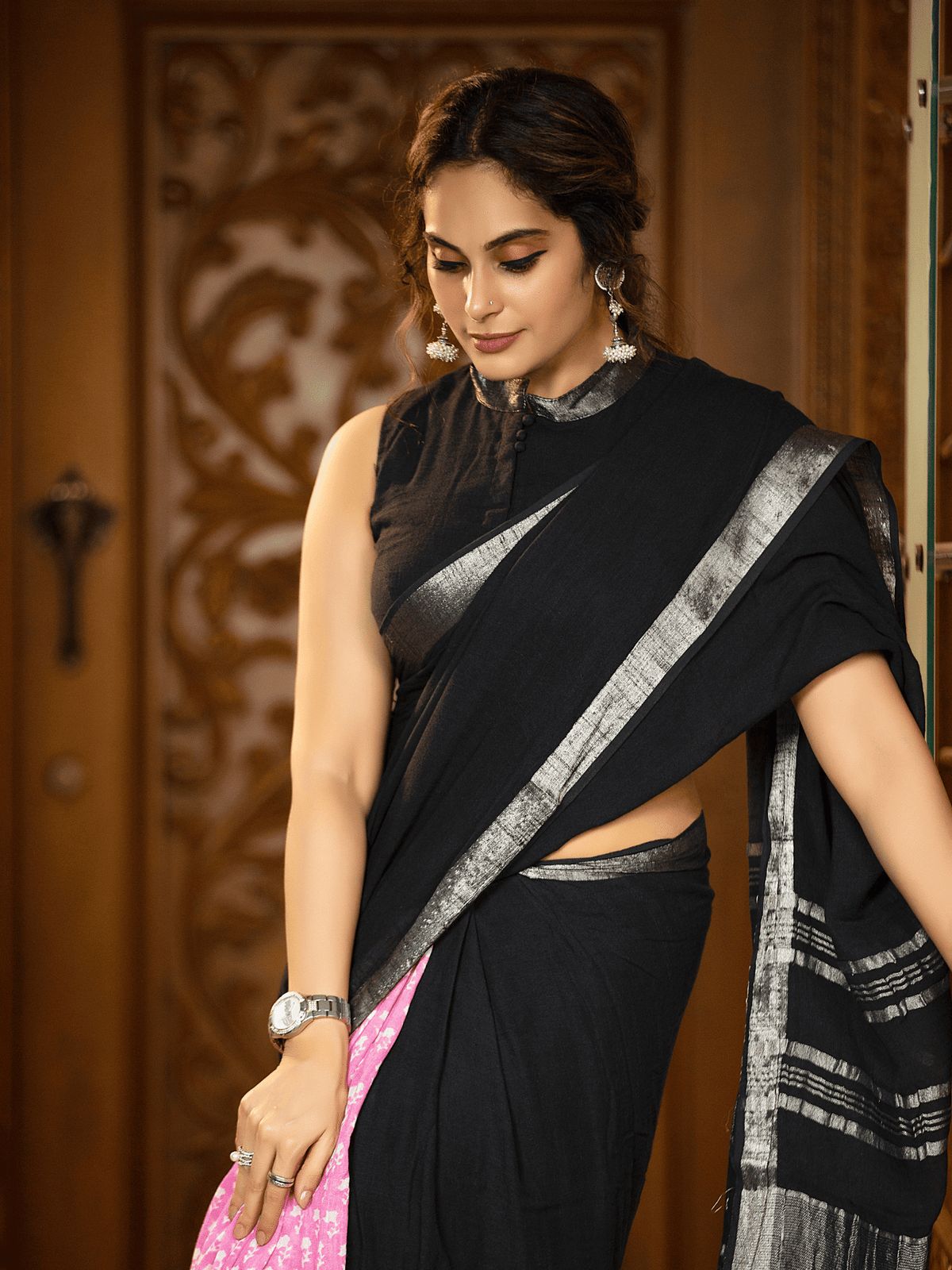 SOFT LINEN PRINTED SAREE
