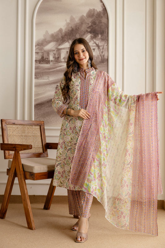 Beautiful Heavy Jaipuri  Printed Cotton Fabric TOP BOTTOM DUPATTA