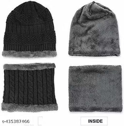 WINTER SCARF AND CAP | Ultra Soft Unisex Woolen Cap Plus Muffler Scarf Set for Men Women Girl & Boy