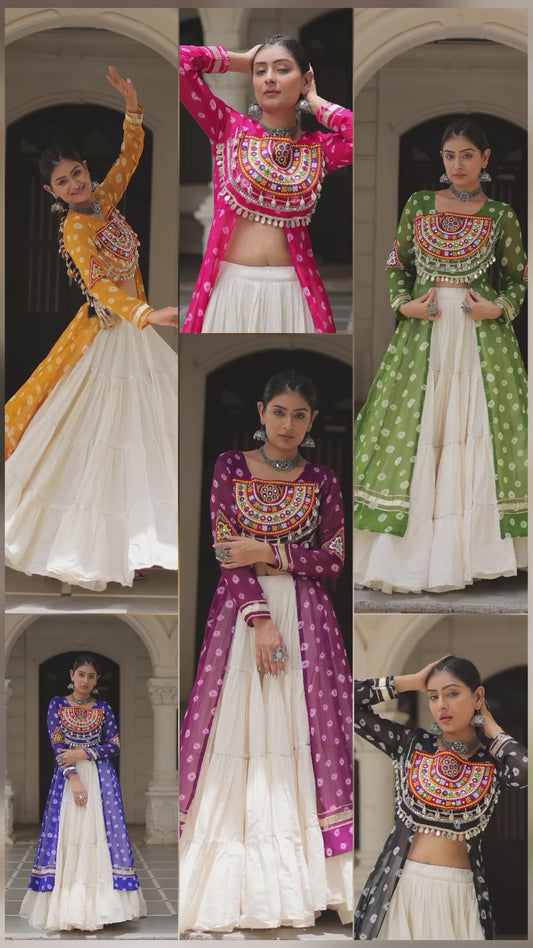 Navratri Special Bandhani Print work with kutchi patchework Kurti