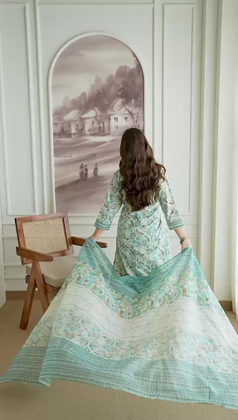 Beautiful Heavy Jaipuri  Printed Cotton Fabric TOP BOTTOM DUPATTA