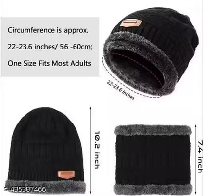 WINTER SCARF AND CAP | Ultra Soft Unisex Woolen Cap Plus Muffler Scarf Set for Men Women Girl & Boy